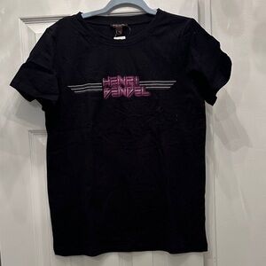 Henri Bendel Black Tee with Purple Logo